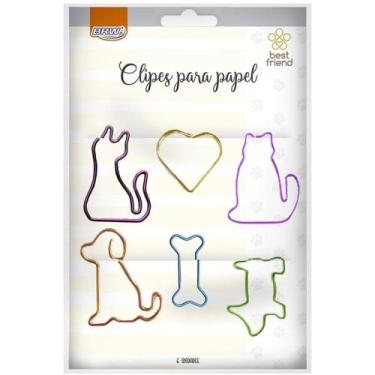 Imagem de Clips colorido formato pets colorido c/6 brw blister