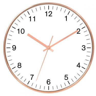 Imagem de Relogio De Parede De Plastico Branco E Cobre 35cm x 4cm - BTC