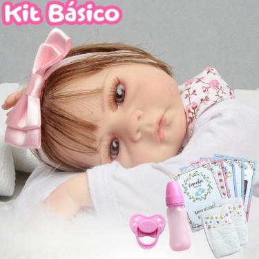 Imagem de Bebê Reborn Boneca Menina Corpo Silicone Fio a Fio Realista - Cegonha 