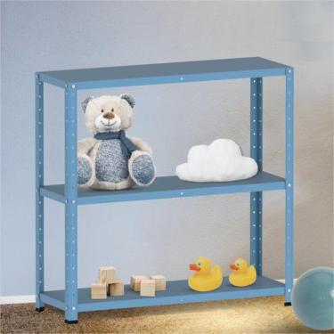 Imagem de Estante Multiuso para 3 Prateleiras 92cm Aço Cinza/Azul Dali - Pandin 