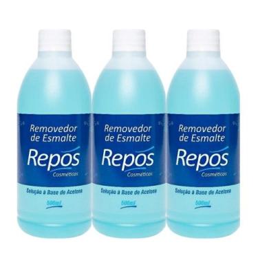 Imagem de Kit 3 Removedor de Esmalte Solução à Base de Acetona 500ml Repos Cosmé