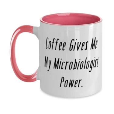 Imagem de Coffee Gives Me My Microbiologist Power. Caneca de dois tons 325 ml, presente de microbiólogos de colegas de trabalho, copo chique para colegas de trabalho