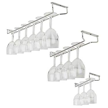 Imagem de Suporte de copo de vinho da Greatstar, suporte de vidro para prateleira de vinho, acabamento cromado de aço inoxidável – suporte de talheres para pendurar na cozinha