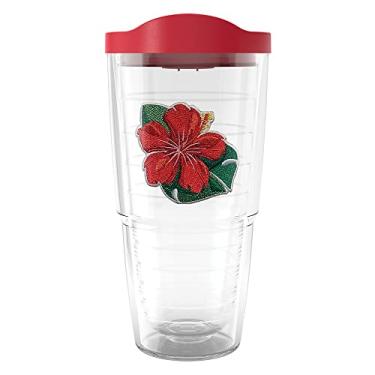 Imagem de Tervis Tropical Collection Made in USA Copo isolado de parede dupla, 680 g, hibisco vermelho
