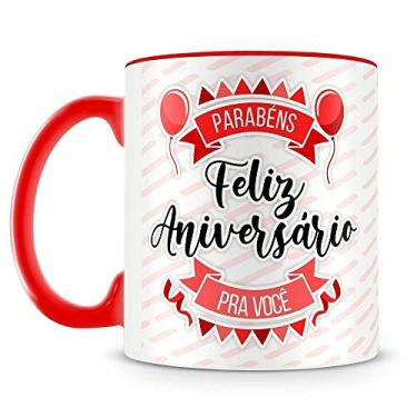 Imagem de Caneca Feliz Aniversário - Vermelha (Foto e Nome)