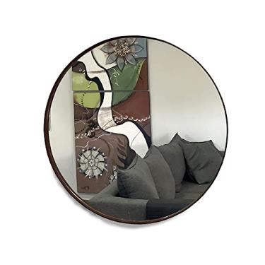 Imagem de Espelho Redondo 50cm Com Moldura Cor:Café