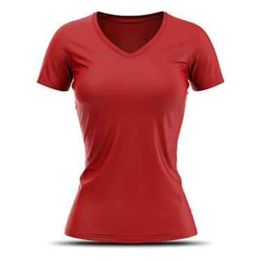 Imagem de Camiseta UV Protection Feminina Manga Curta Adstore Vermelho UV50+ Dry Fit Secagem Rápida (XGG)