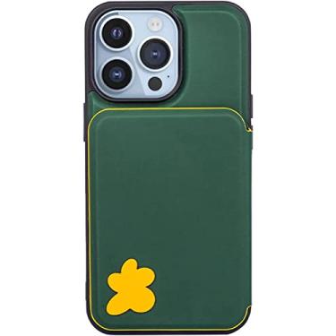 Imagem de KKFAUS Capa para iPhone 13/13 Mini/13 Pro/13 Pro Max, capa carteira de telefone com capa de carteira de telefone com silicone à prova de choque TPU + anti-riscos PC rígido - proteção completa (cor: verde, tamanho: 13 mini 5,4 polegadas)