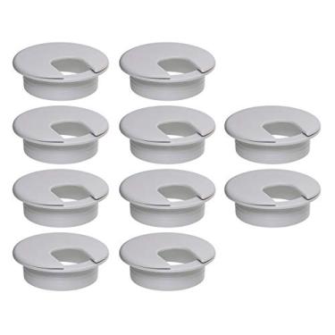 Imagem de Mini Skater 2 polegadas, 10 peças de argolas de mesa de plástico para cabos de arame, organizador de placa de cobertura de orifício leve e ajustável para suporte de TV para escritório, casa, estação de trabalho, Gray