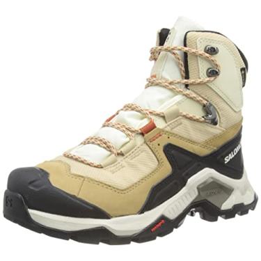 Imagem de Salomon QUEST ELEMENT GORE-TEX Bota feminina de couro para caminhada, Safári/Vanilla Ice/Mecca Orange, 36