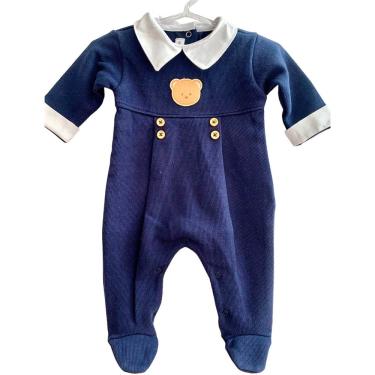 Imagem de Macacão para Bebê em Tricotil 100% Algodão Ursinho Bob Azul