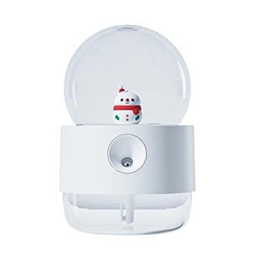 Imagem de REJOON umidificador 300ml Umidificador de ar sem fio recarregável bonito umidificador de música giratório difusor de óleo de aroma doméstico lâmpada noturna quente moinho de vento de dinossauro (cor: boneco de neve)