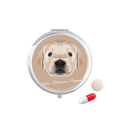 Imagem de Caixa de comprimidos de bolso Treined Golden Retriever para cães filhotes e animais de viagem, caixa de armazenamento de medicamentos, dispensador de espelho
