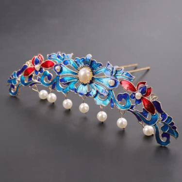 Imagem de Grampo de cabelo Hanfu estilo antigo Xiuhe borla noiva acessórios chineses