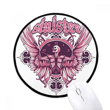 Imagem de Mouse pad Graffiti Street rosa caveira ângulo padrão relógio mesa escritório tapete redondo para computador