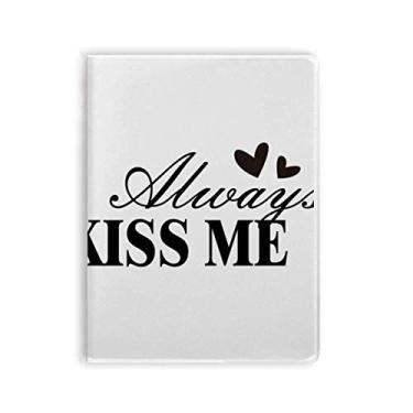 Imagem de Caderno com citação Always Kiss Me Art Deco, moderno, capa de chiclete, diário de capa macia