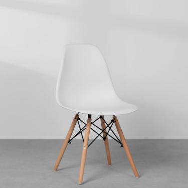 Imagem de Conjunto Mesa Square Redonda 88cm com 2 Cadeiras Eiffel – Branco