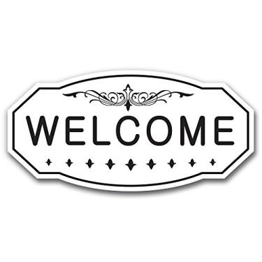 Imagem de Placa de porta/parede Welcome Victorian, Branco, Large 5" x 10"