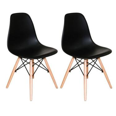 Imagem de Kit Com 2 Cadeiras Charles Eames Eiffel Preto - Universal Mix