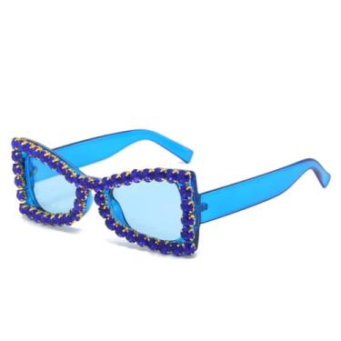 Imagem de HCHES Óculos de sol punk diamantes olho de gato, óculos de sol feminino masculino uv400, 2, tamanho único