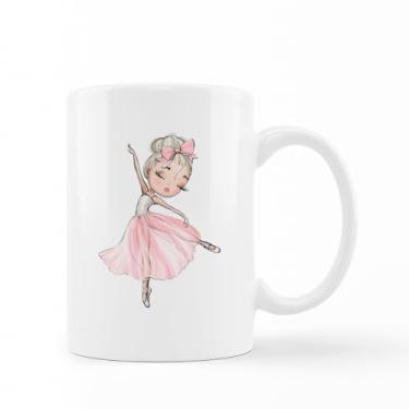 Imagem de caneca porcelana branca Bailarina dancando meiga