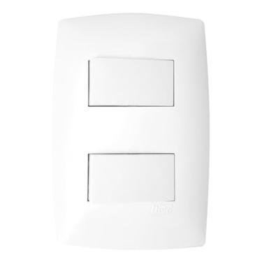 Imagem de Interruptor Duplo 10a Home Horizontal Branco Placa 4x2 Blux