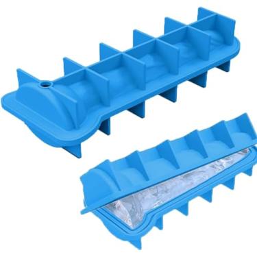 Imagem de Molde de cubo de gelo grande, bandeja de cubos de gelo, formas divertidas, moldes de silicone para cubos de gelo para café, camiseta, suco, coquetéis de uísque gelados (azul)