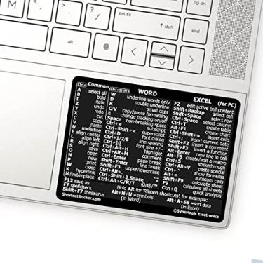 Imagem de SYNERLOGIC Adesivo de atalho de teclado Microsoft Word/Excel (para Windows), laminado, vinil sem resíduos (preto/pequeno)