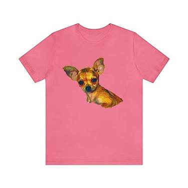 Imagem de Camiseta de manga curta unissex Chihuahua 'Belle' da Doggylips, Charity Pink, M