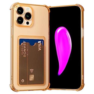 Imagem de AKABEILA Capa para iPhone 15 Pro Gold Cute Phone Case Soft TPU Wallet Case Slim Bag Cover à prova de choque com compartimento para cartão