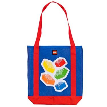 Imagem de LEGO Bolsa de malha – Bolsa leve de malha para praia e piscina com alças, tijolos clássicos, Azul, Sacola