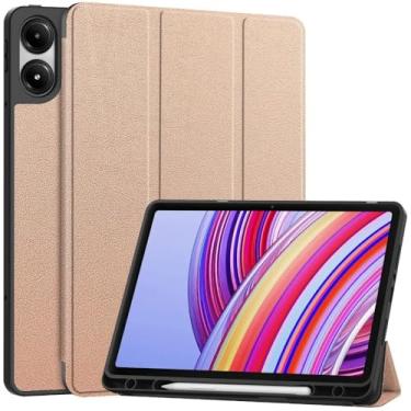 Imagem de Capa para tablet Xiaomi Redmi Pad Pro 12,1 polegadas com suporte para lápis, capa inteligente para tablets Redmi Pad Pro 12,1 polegadas 2024 Funde (ouro rosa, para Redmi Pad Pro 12.1)