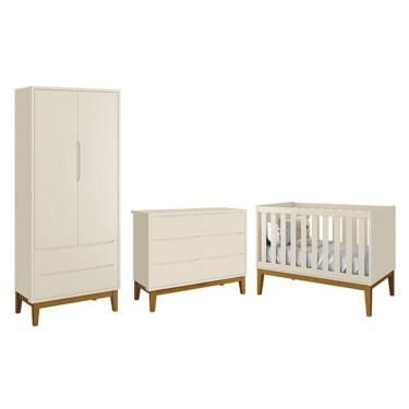 Imagem de Dormitório Completo Infantil Classic 2 Portas, Cômoda 6 Gavetas e Berço com Pés Amadeirado - Reller Móveis