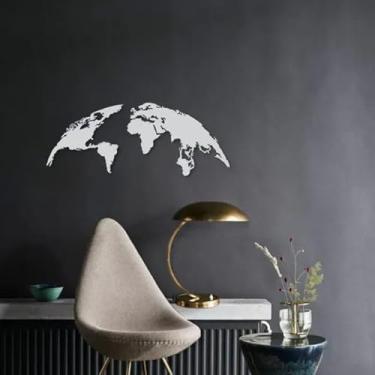 Imagem de Escultura Parede Mapa Mundi Globo 200x78 Cinza