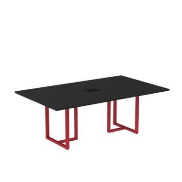 Imagem de Mesa de Reunião Retangular com Power Box 200x90cm Mr2000p25tub Preto/Vermelho