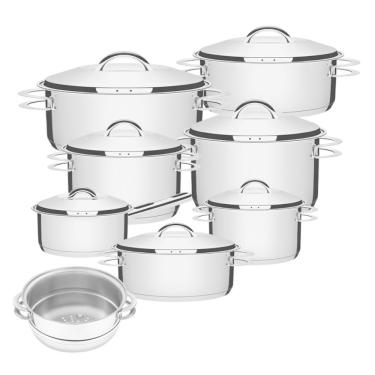 Imagem de Jogo de Panelas Solar 8 Peças em Aço Inox Fundo Triplo Tramontina