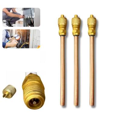 Imagem de 3x Válvula De Serviço Schrader 1/4 X 7cm Para Refrigeração - Agetherm
