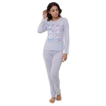 Imagem de Pijama Longo Poliviscose Doce Luar 5220 Bichinhos, Azul claro, GG