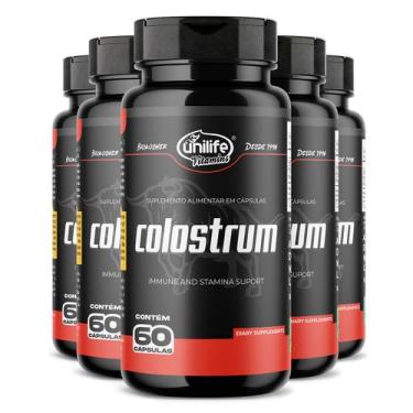 Imagem de Kit 5 Colostrum Colostro Bovino Unilife 60 Cápsulas