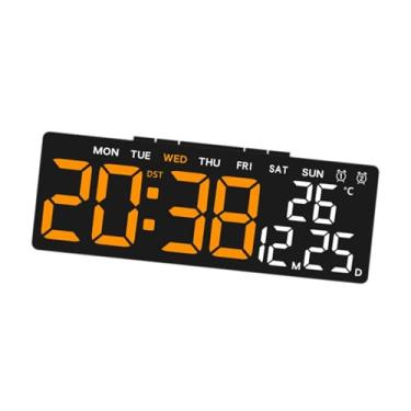 Imagem de IEUDNS Despertador digital versátil com dimmer de 3 níveis, relógio de mesa elétrico LED, relógio digital para banheiro, prateleira de mesa, mesa interna, Tempo Laranja, Concha Preta