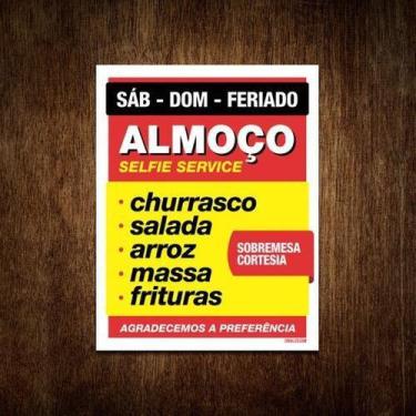 Imagem de Placa Almoço Selfie Service Churrasco Restaurante 27X35 - Sinalizo.Com