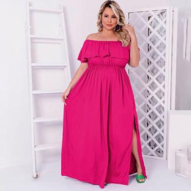 Imagem de Vestido Plus Size Longo Com Fenda Lateral Moda Feminina Plus Size Roup