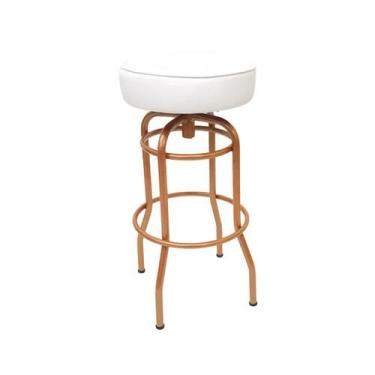 Imagem de Banqueta Altura 65cm Bar Giratória cor Cobre assento branco - Poltrona