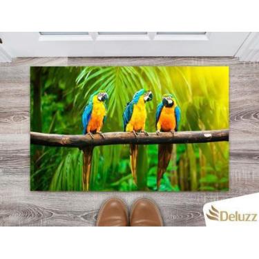 Imagem de Tapete Capacho Decorativo Entrada Porta Sala Arara Azul - Deluzz