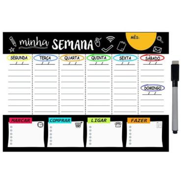 Imagem de Quadro Planejador De Metal Semanal 20X26Cm + Caneta M13 - Ideal Planne