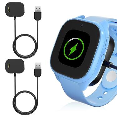 Imagem de Pacote com 2 carregadores compatíveis com Gizmo Watch 3, bases de carregamento de substituição com cabo USB de 1 m, acessórios de carregador magnético para Verizon Gizmo Watch 3, preto