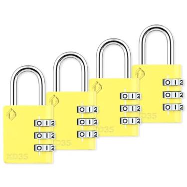 Imagem de Zarker XD35 Cadeado de combinação, cadeado de 3 dígitos para academia, escola, esportes, armário, cerca, caixa de ferramentas, estojo, armazenamento de ferrolho (pacote com 4, amarelo)