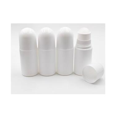 Imagem de YYNGJCK 4 pacotes de frascos roll-on de 50 ml vazios recarregáveis de plástico branco antitranspirante para desodorantes, óleos essenciais e fragrâncias faça você mesmo