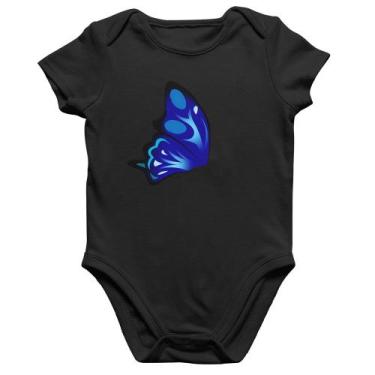 Imagem de Body Bebê Algodão Borboleta Azul - Foca na Moda, Preto, G