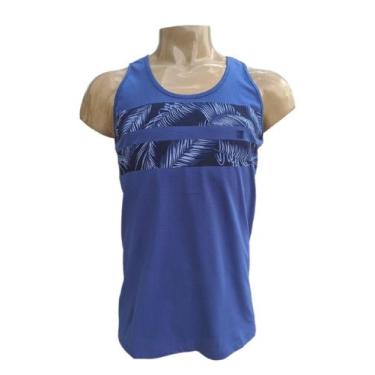 Imagem de Camiseta Regata Masculina 2921 estampa floral mescla algodão academia 